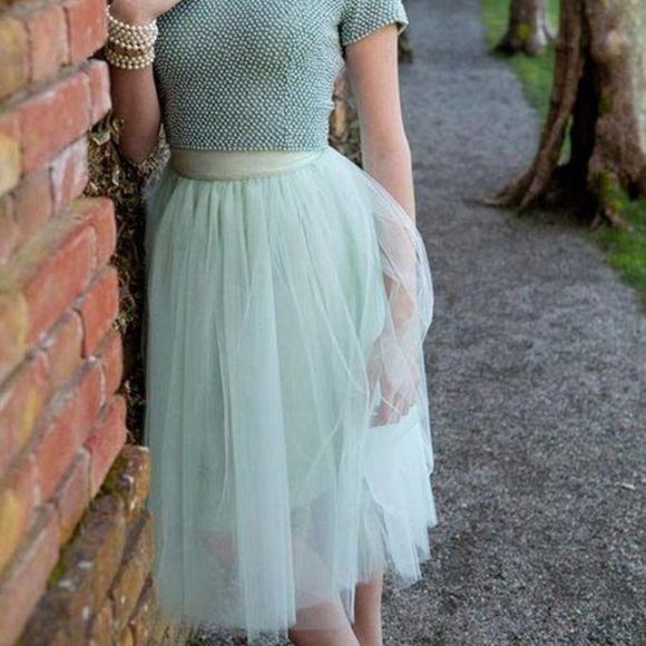 Mint Tulle Skirt - Picture 2 of 8